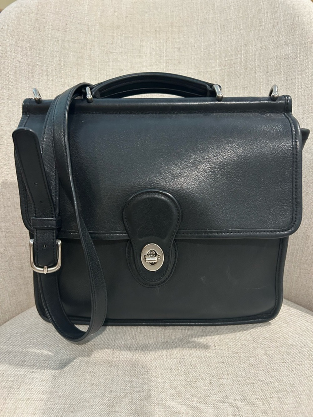 Coach Classic Black Leather Messenger Bag